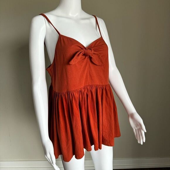 Emery Rose Burnt Orange Baby Doll Bow Tank Top 1XL NWT - Picture 2 of 8